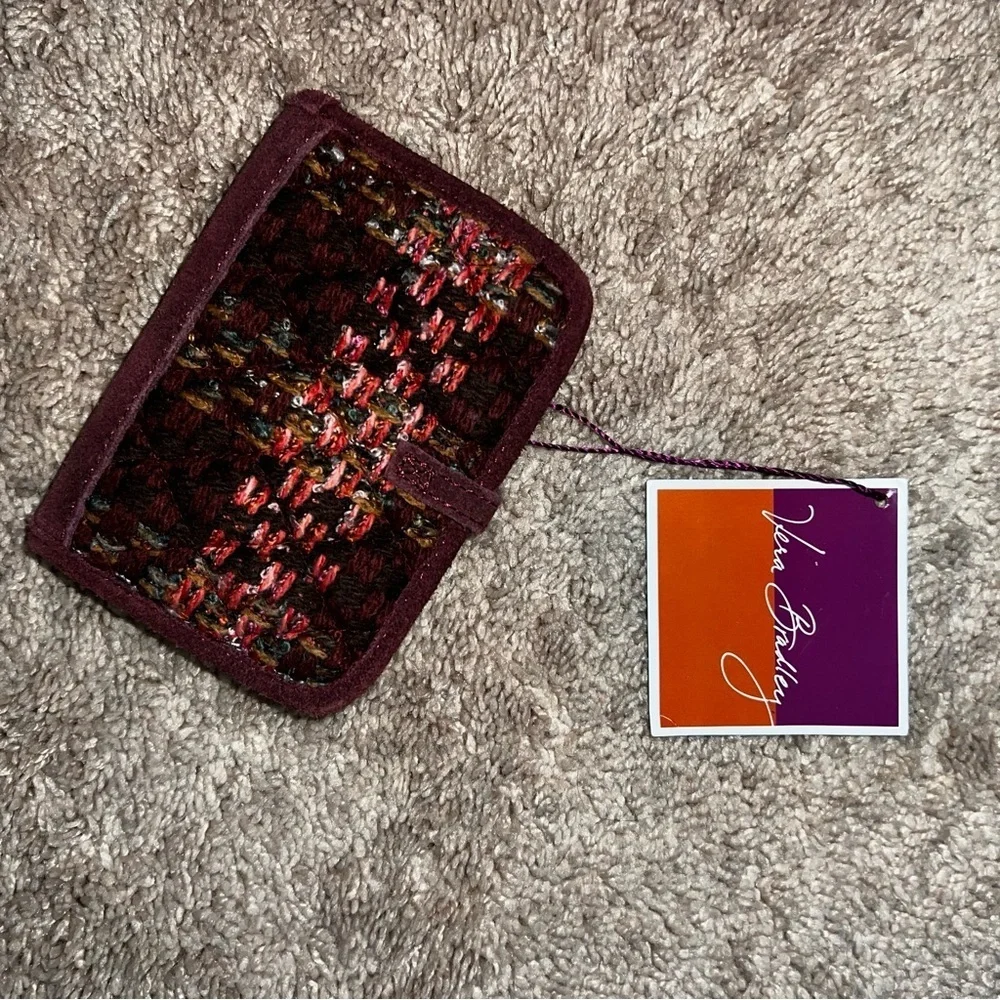 Vera Bradley Woven Tweed Mini Notebook Holder Red Maroon 3.5”x5 NWT